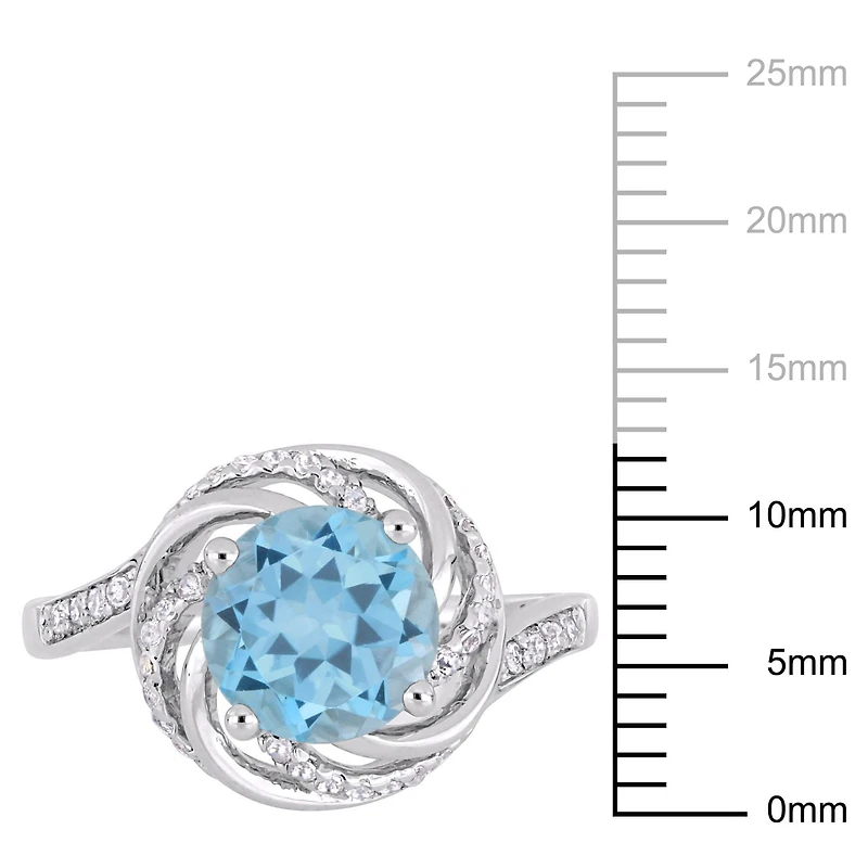 Tangelo 2-1/2 Carat T.G.W. Sky-Blue And White Topaz And Diamond-Accent Sterling Silver Swirl Ring