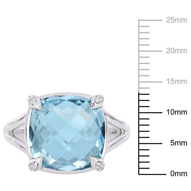 Bague cocktail Tangelo avec topaze bleu-ciel et blanches 9 CT PBT en argent sterling