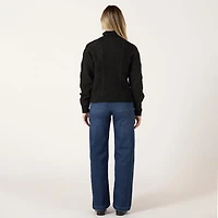 Bloom Girl Pull à manches longues en maille torsadée avec fermeture éclair