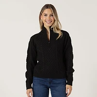 Bloom Girl Long sleeve cable knit sweater with zipper