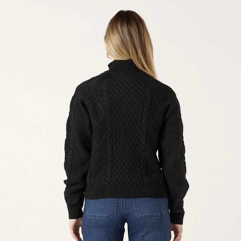 Bloom Girl Long sleeve cable knit sweater with zipper