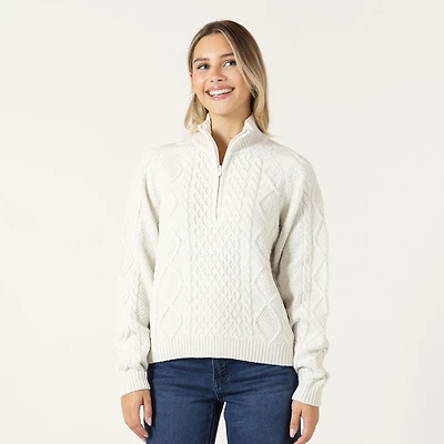 Bloom Girl Long Sleeve Cable Knit Sweater with Zipper