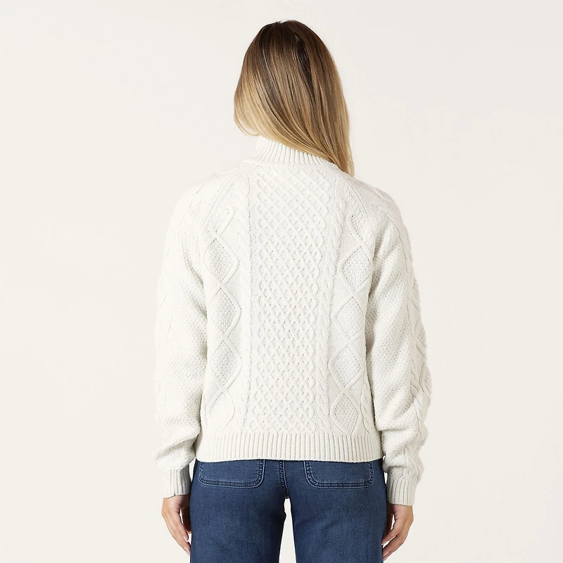 Bloom Girl Long Sleeve Cable Knit Sweater with Zipper