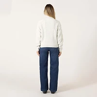 Bloom Girl Long Sleeve Cable Knit Sweater with Zipper