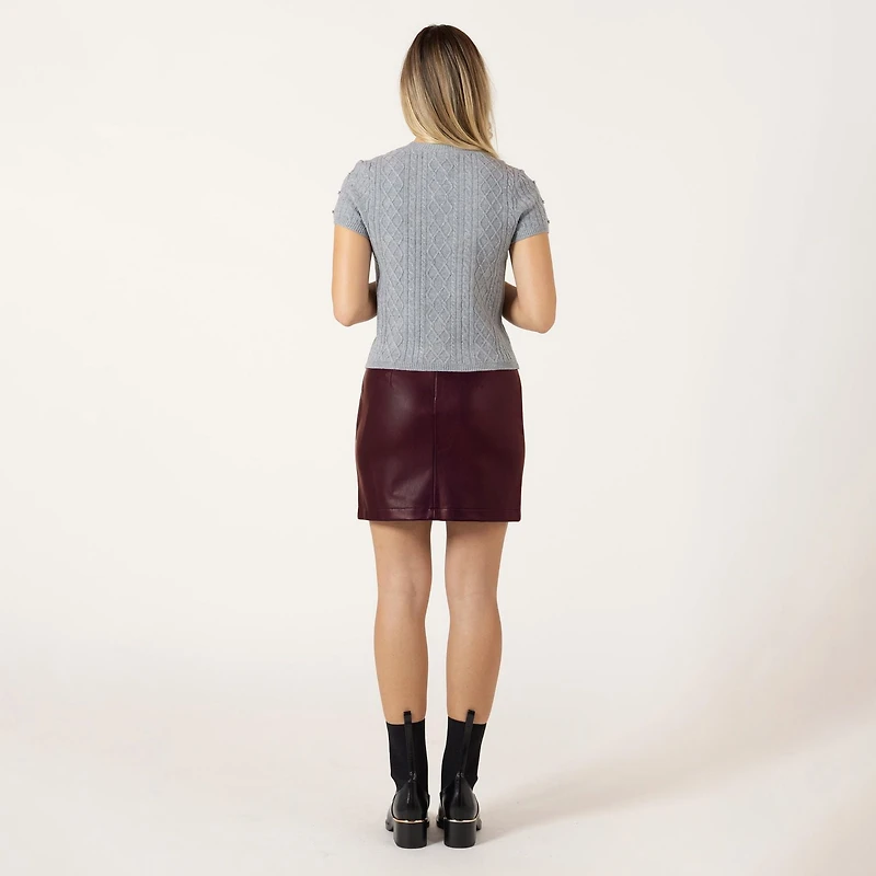 Bloom Girl Faux leather mini skirt