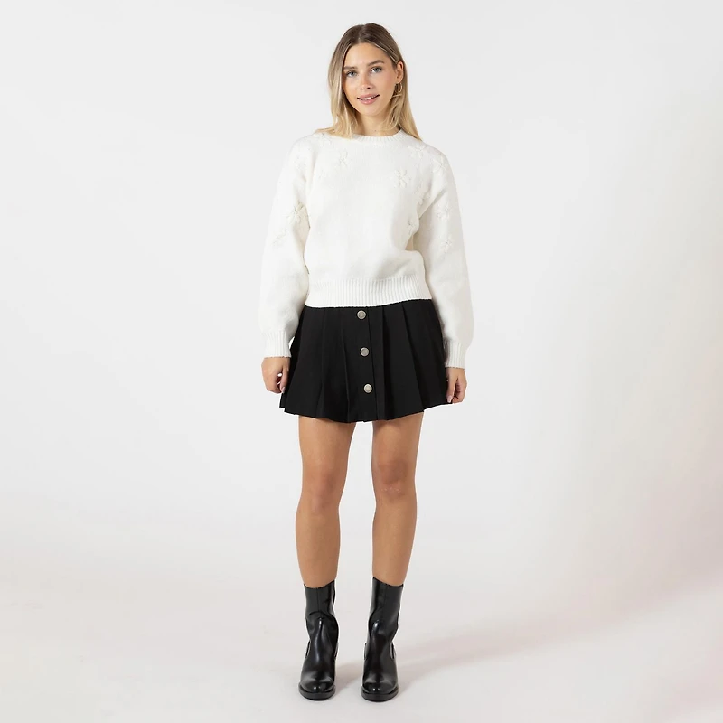 Bloom Girl Pleated mini skirt with buttons