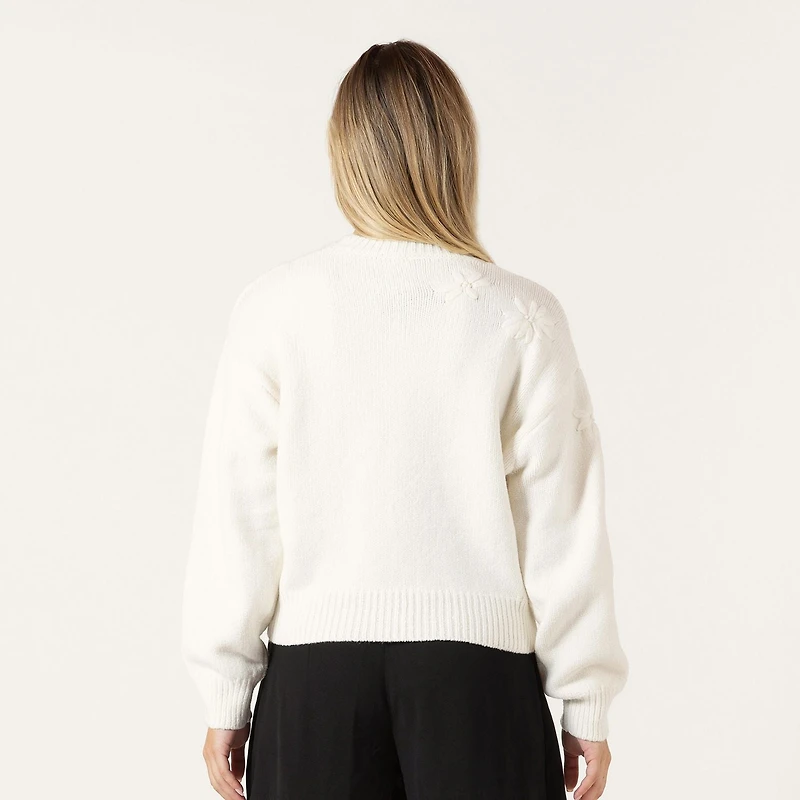 Bloom Girl Long sleeve sweater with floral details