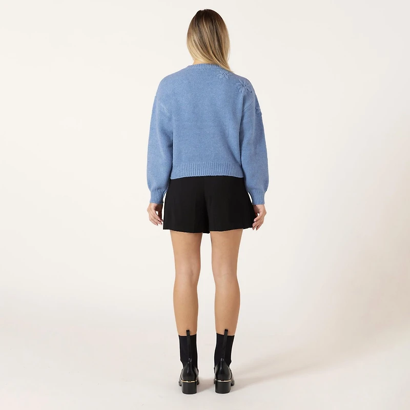 Bloom Girl Pull à manches longues avec détails floraux