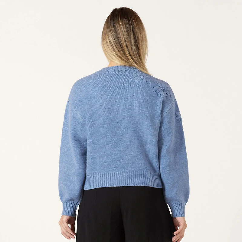 Bloom Girl Pull à manches longues avec détails floraux