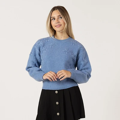 Bloom Girl Pull à manches longues avec détails floraux