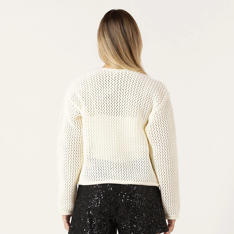 Bloom Girl Cardigan à manches longues en maille avec poches et gros boutons