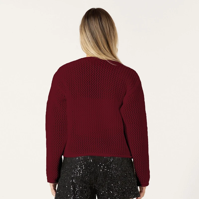 Bloom Girl Cardigan à manches longues en maille avec poches et gros boutons