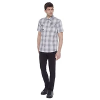 Chemise à carreaux manches courtes avec poche pour homme Dark Black