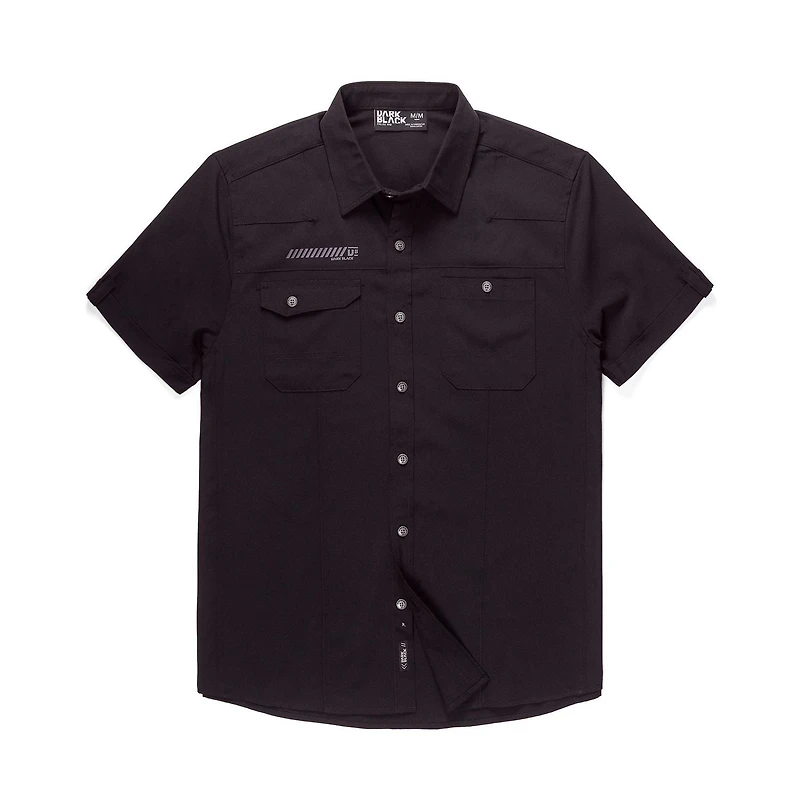 Chemise manches coutes pour homme Dark Black