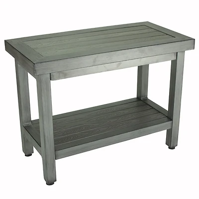 Banc de salle de bain Medline imitation teck, banc de douche en aluminium aspect teck, gris