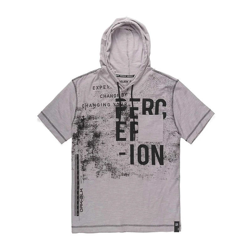 Dark Black Men's Short-Sleeve Hooded  T-Shirt