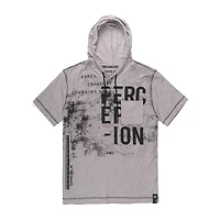 Dark Black Men's Short-Sleeve Hooded  T-Shirt