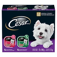 Nourriture En Tranches pour chiens adultes CESAR 6 X Saveur De Dinde RÔtie, 6 X Saveur De CÔte De BŒuf 12x100g