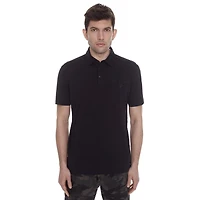Dark Black Men's Short-Sleeve Polo with Pockets