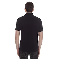 Dark Black Men's Short-Sleeve Polo with Pockets