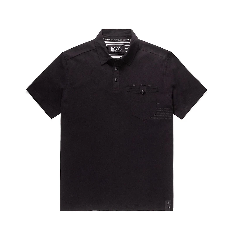 Dark Black Men's Short-Sleeve Polo with Pockets