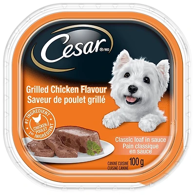 Nourriture humide pour chiens CESAR pain classique en sauce saveur de poulet grillé 100g