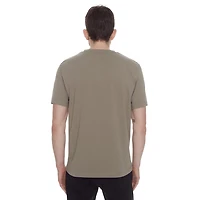Dark Black Men's Short-Sleeve henley  T-Shirt with pockets