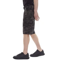 Dark Black Men's Belted Camo Cargo Capri Short