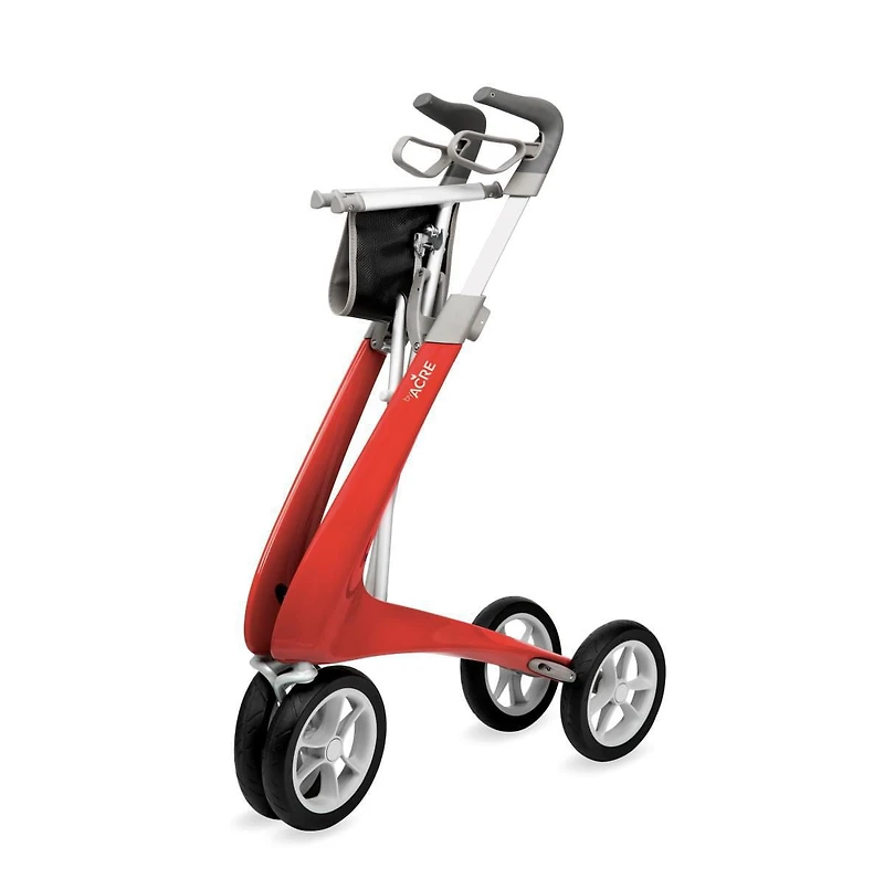 Déambulateur en fibre de carbone byAcre avec siège standard (16,5 po l x 24 po H), rouge
