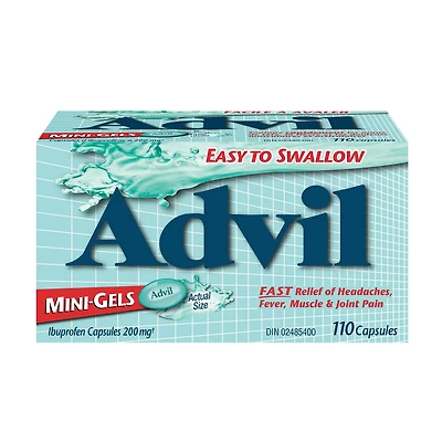 Advil Regular Strength Mini-Gels Ibuprofen Capsules for Headaches and Pain Relief, 200 mg, 110 Count