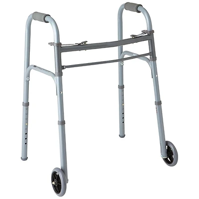 Medline 2-Button Folding Aluminum Junior Walker with 5" Wheels