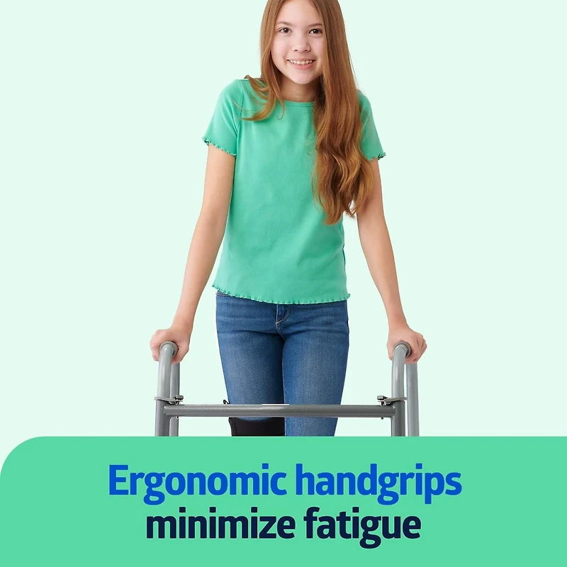 Medline 2-Button Folding Aluminum Junior Walker with 5" Wheels