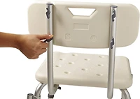 Chaise de douche Medline avec accoudoirs et dossier rembourrés ; idéale pour les baignoires ; supporte jusqu'à 350 lb