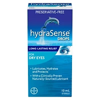 hydraSense Eye Drops, for Dry Eyes, Fast and Long-Lasting Relief, Preservative Free, Naturally Sourced Lubricant, 10 mL