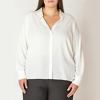 Devoted Taille Plus Femme Blouse boutonnée à manches longues et coupe ample