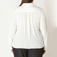 Devoted Taille Plus Femme Blouse boutonnée à manches longues et coupe ample