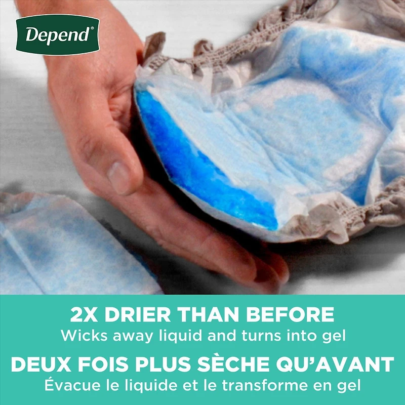 Sous-vêtement d’incontinence Depend Fresh Protection pour hommes, degré d’absorption maximal, gris, 28 - 32 Unités