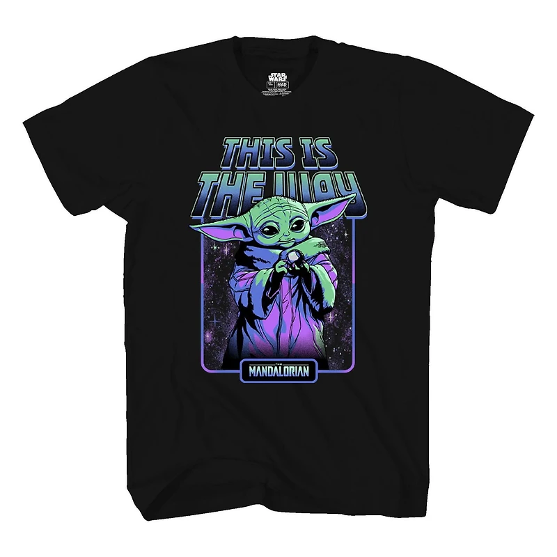 Star Wars The Mandalorian Boys Neon Grogu Short Sleeve T-Shirt, Sizes: XS-XL