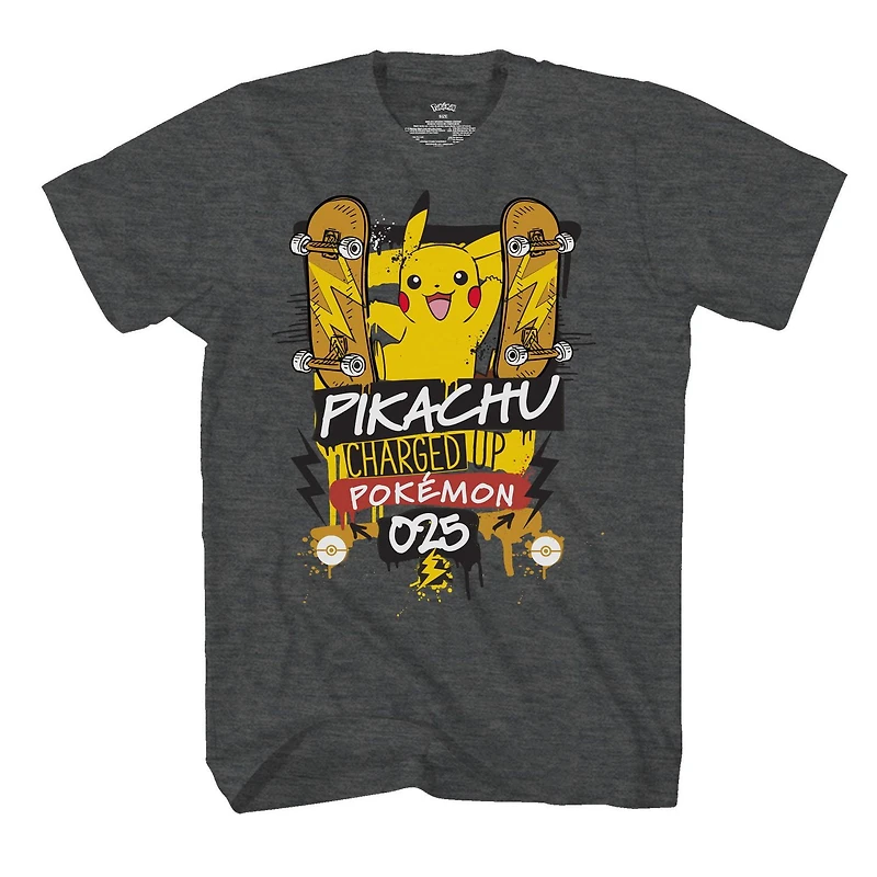 Boys Pokemon Pikachu Skate Short Sleeve T-Shirt