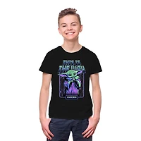 Star Wars The Mandalorian Boys Neon Grogu Short Sleeve T-Shirt, Sizes: XS-XL