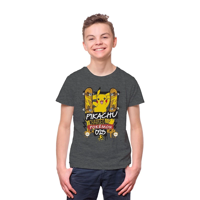 Boys Pokemon Pikachu Skate Short Sleeve T-Shirt