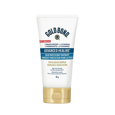 Gold Bond Advanced Healing Skin Protectant Ointment, 49g, Non-greasy, Non-Sticky, Moisturizing Ointment For Dry, Cracked Skin, Weather-Damaged skin, Absorbs Quickly, Dermatologist tested, Gold Bond Advanced Healing Skin Ointment, 49g