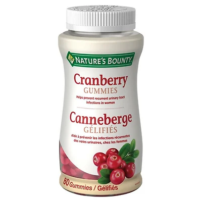NATURE'S BOUNTY Cranberry, Used In Herbal Medicine To Help Prevent Recurrent Urinary Tract Infections (UTI), Provides Antioxidants, Easy-to-take Gummies 60.0 count, 60 Gummies