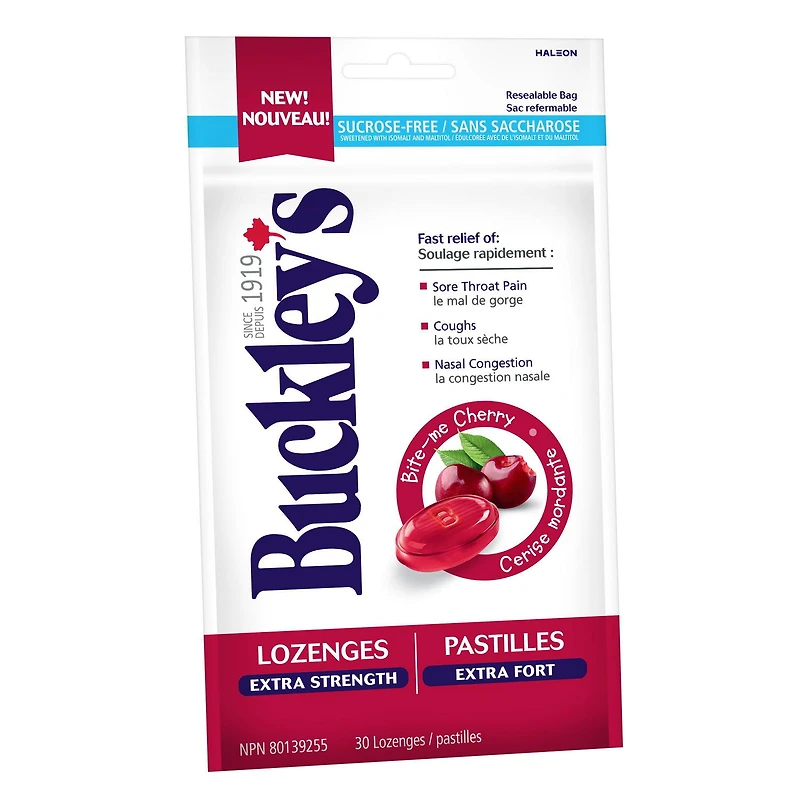 Buckley's Extra Strength Lozenges, Flavour Bite-me Cherry, 30 ct