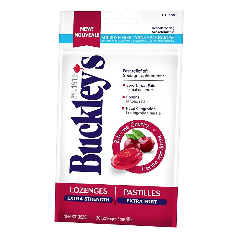 Buckley's Extra Strength Lozenges, Flavour Bite-me Cherry, 30 ct