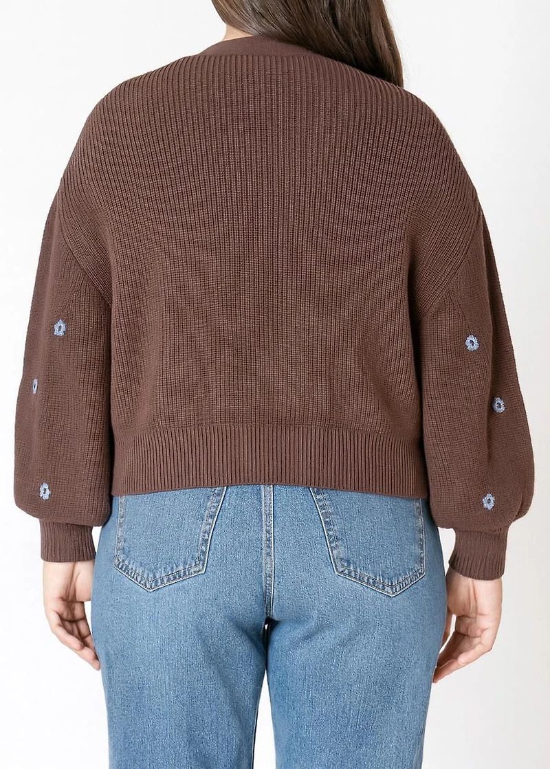 Devoted Floral Embroidered Open Cardigan