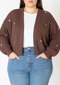 Devoted Floral Embroidered Open Cardigan