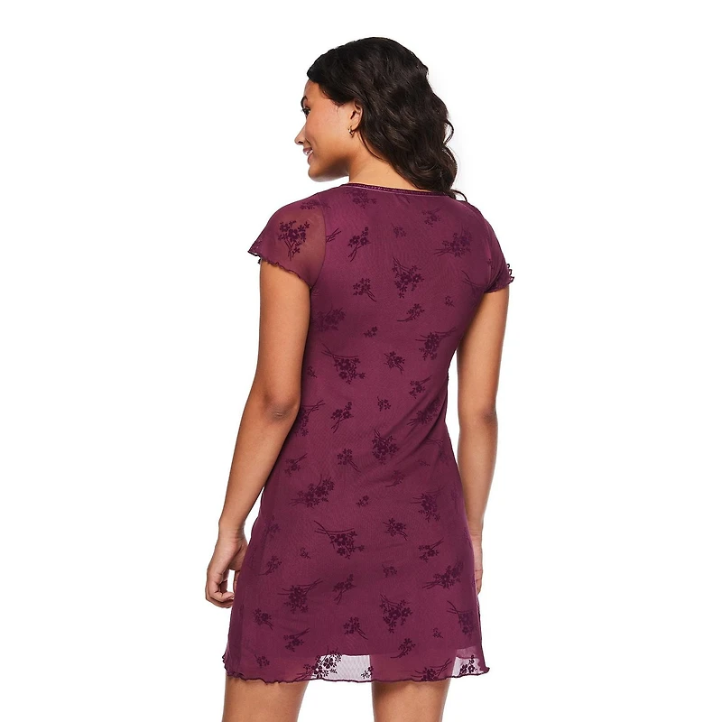 No Boundaries Women's Flocked Dress