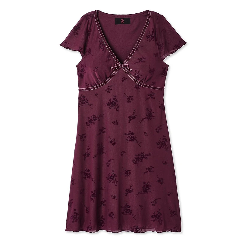 No Boundaries Women's Flocked Dress