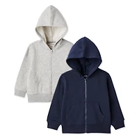 George Toddlers' Gender Inclusive Fleece Full Zip Hoodie 2-Pack